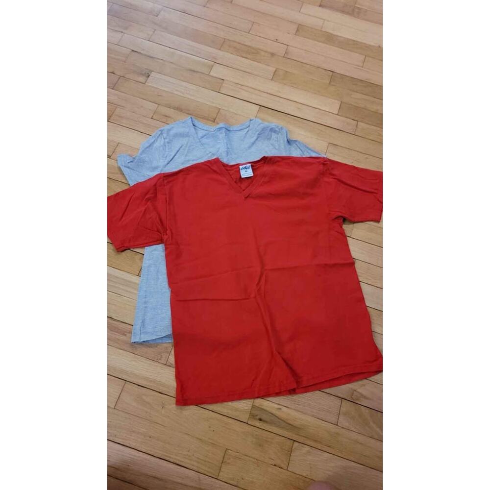 Chic Time and Tru Womens V-Neck T-Shirt Bundle‎ Red Gray Size Medium 2 Pack
